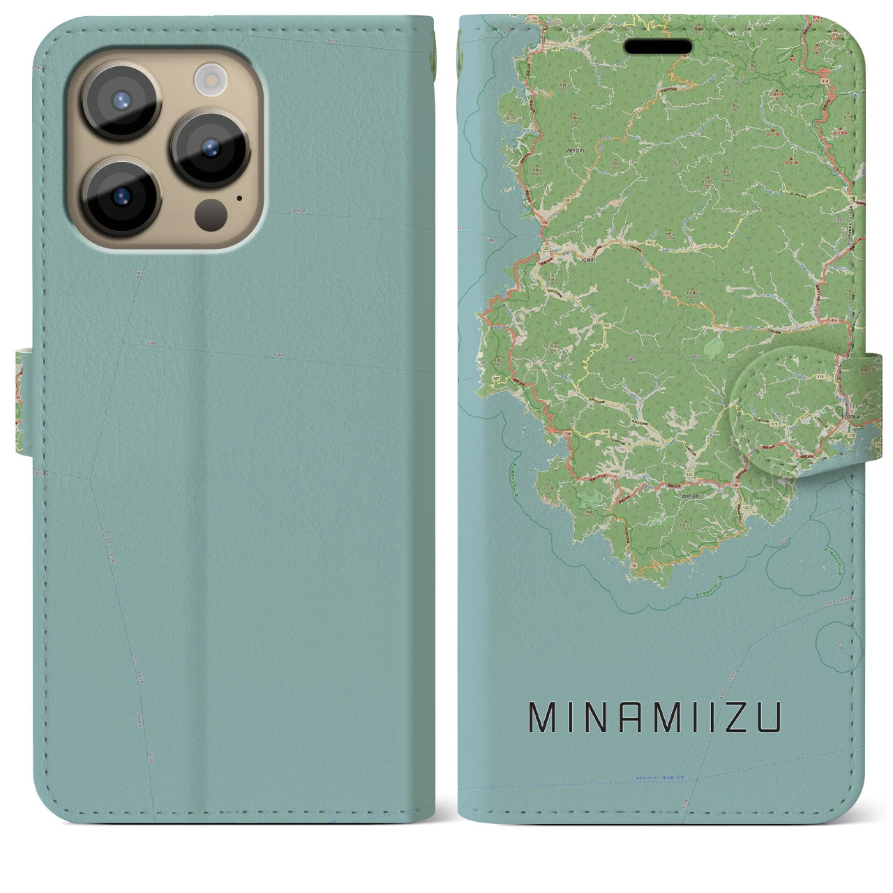 【南伊豆(静岡県)】地図柄iPhoneケース(手帳タイプ)ナチュラル・iPhone 14 Pro Max 用