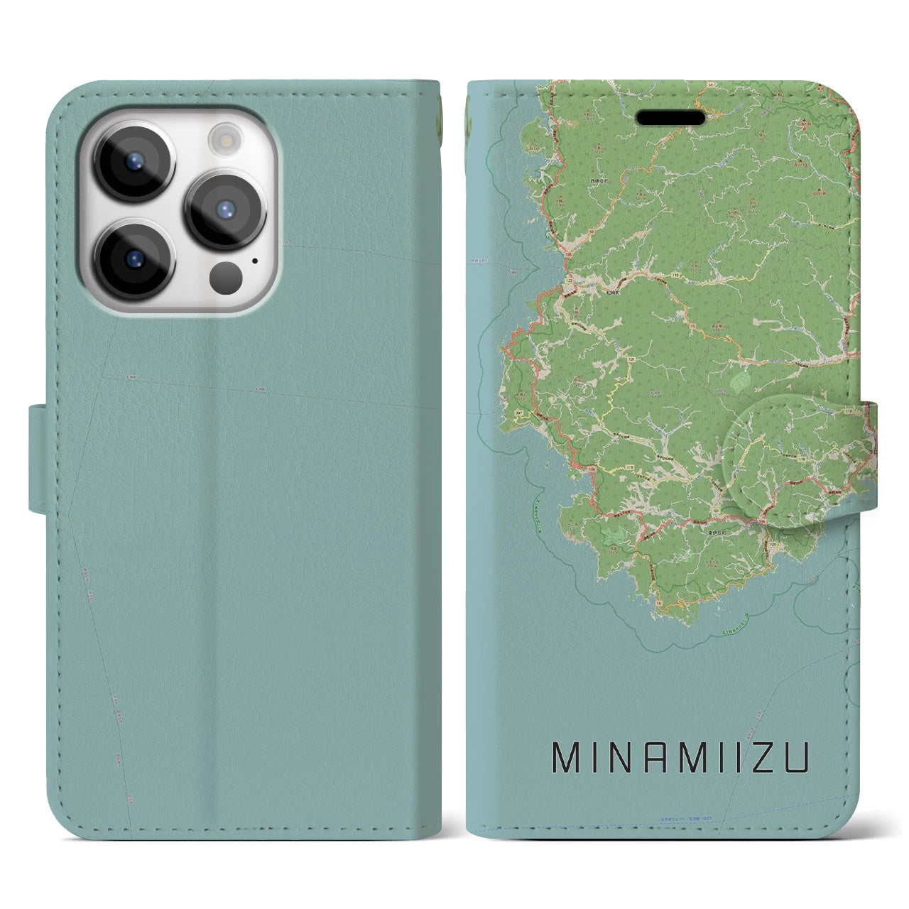 【南伊豆(静岡県)】地図柄iPhoneケース(手帳タイプ)ナチュラル・iPhone 14 Pro 用