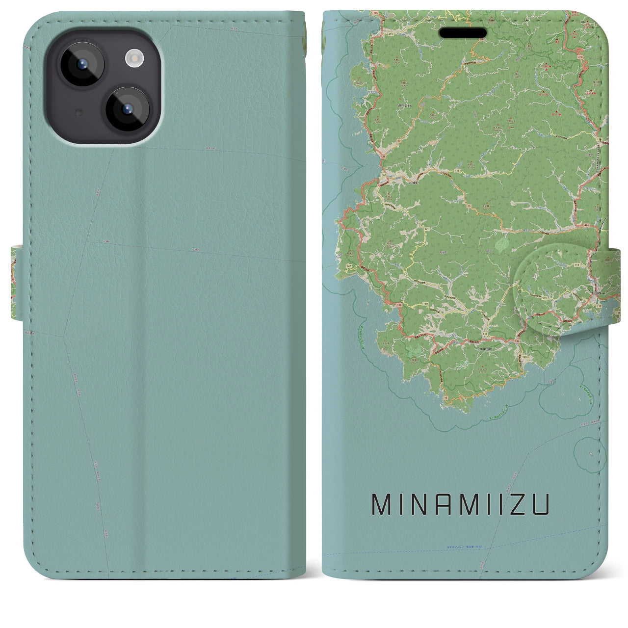 【南伊豆(静岡県)】地図柄iPhoneケース(手帳タイプ)ナチュラル・iPhone 14 Plus 用