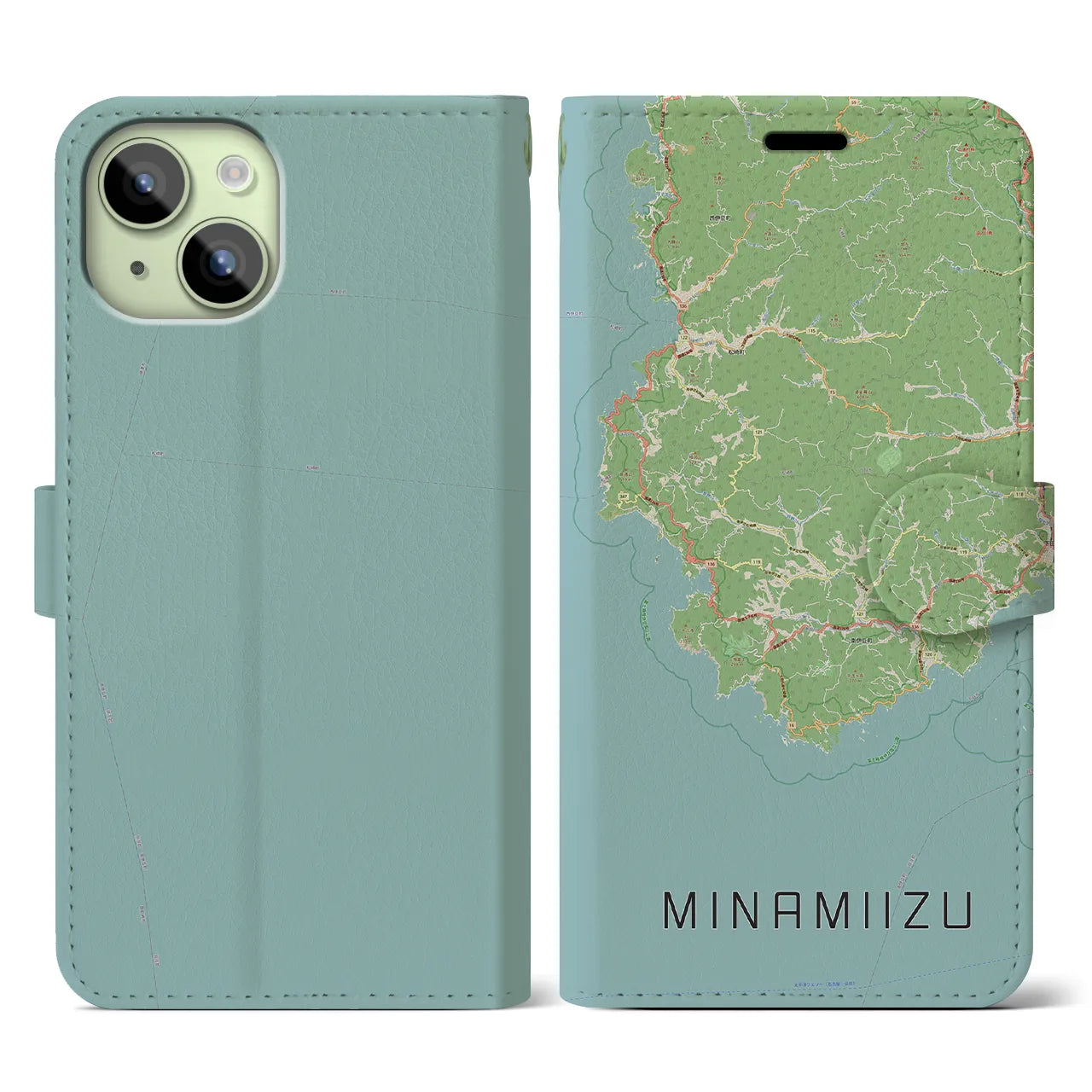 【南伊豆(静岡県)】地図柄iPhoneケース(手帳タイプ)ナチュラル・iPhone 15 用