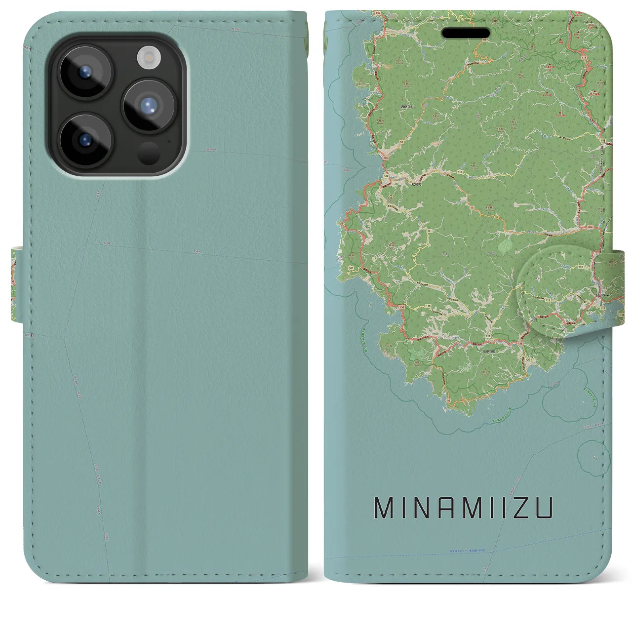 【南伊豆(静岡県)】地図柄iPhoneケース(手帳タイプ)ナチュラル・iPhone 15 Pro Max 用
