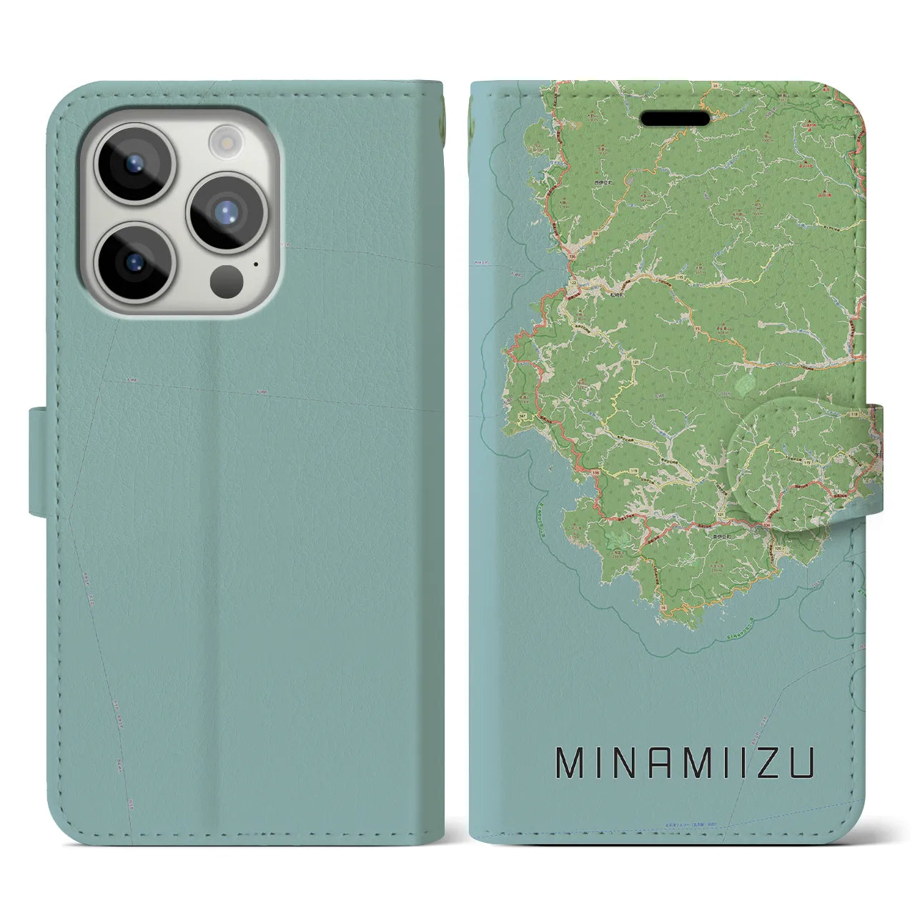 【南伊豆(静岡県)】地図柄iPhoneケース(手帳タイプ)ナチュラル・iPhone 15 Pro 用
