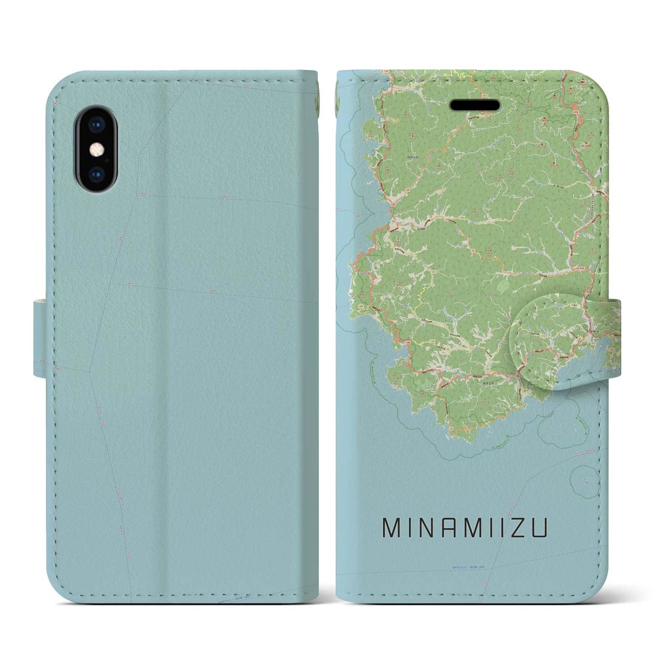 【南伊豆(静岡県)】地図柄iPhoneケース(手帳タイプ)ナチュラル・iPhone XS / X 用