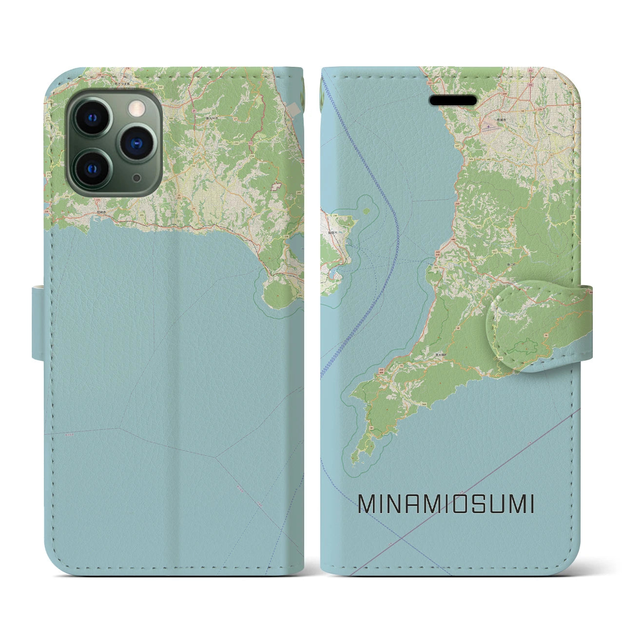 【南大隅(鹿児島県)】地図柄iPhoneケース(手帳タイプ)ナチュラル・iPhone 11 Pro 用
