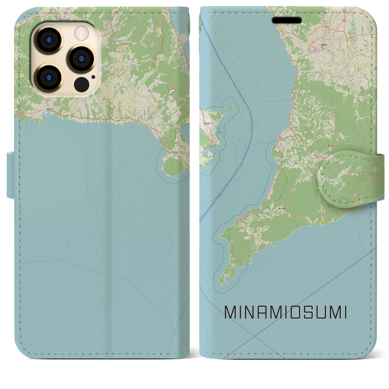 【南大隅(鹿児島県)】地図柄iPhoneケース(手帳タイプ)ナチュラル・iPhone 12 Pro Max 用