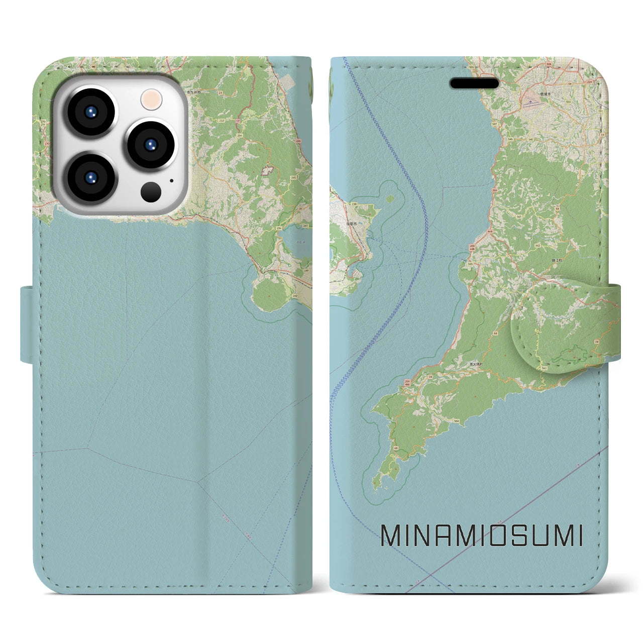 【南大隅(鹿児島県)】地図柄iPhoneケース(手帳タイプ)ナチュラル・iPhone 13 Pro 用