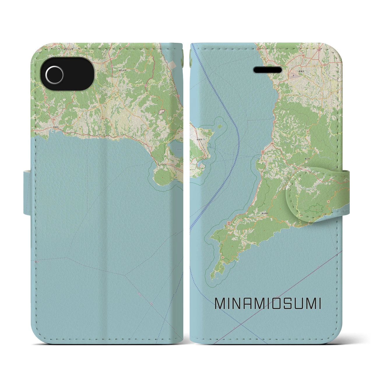 【南大隅(鹿児島県)】地図柄iPhoneケース(手帳タイプ)ナチュラル・iPhone SE(第3 / 第2世代) / 8 / 7 / 6s / 6 用