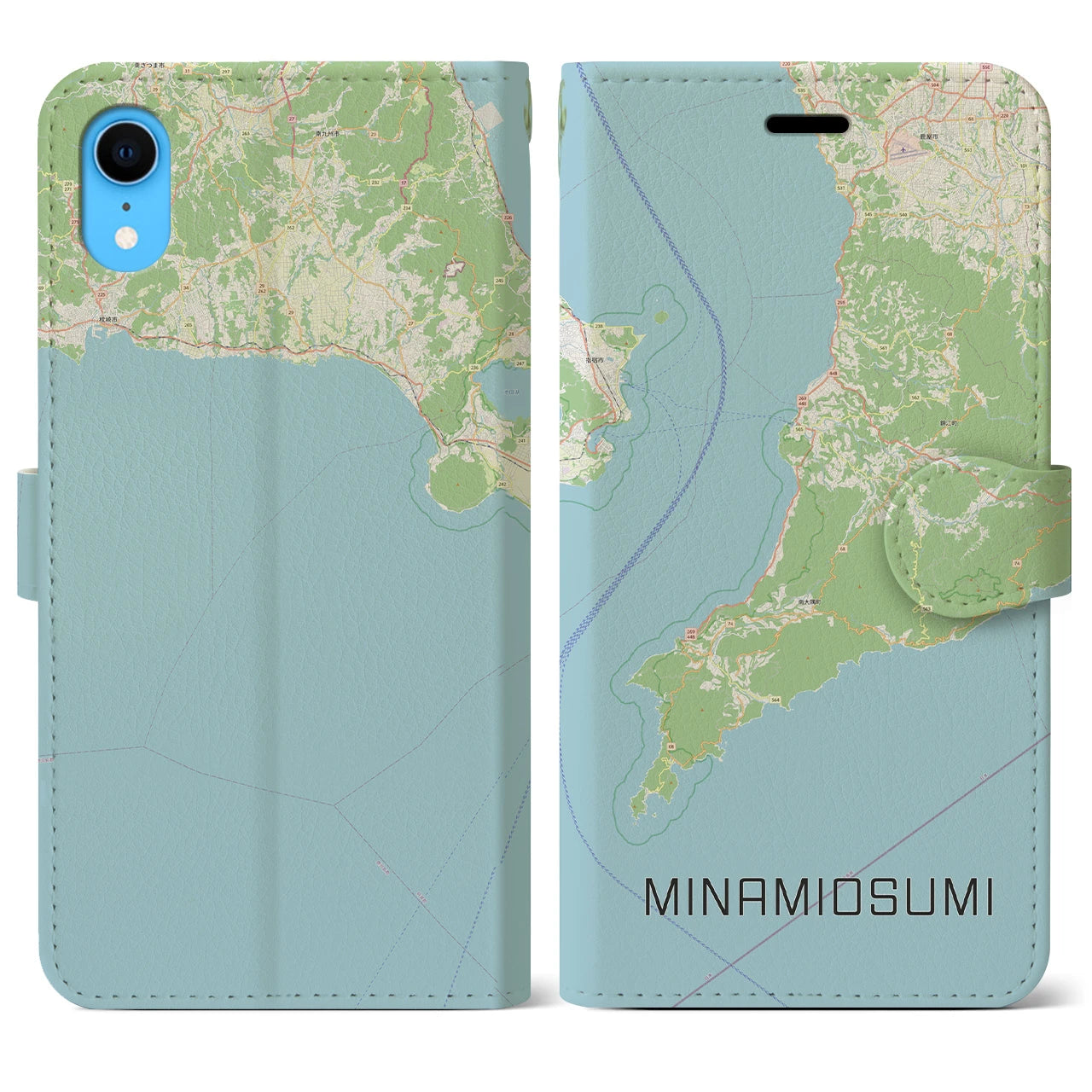 【南大隅(鹿児島県)】地図柄iPhoneケース(手帳タイプ)ナチュラル・iPhone XR 用