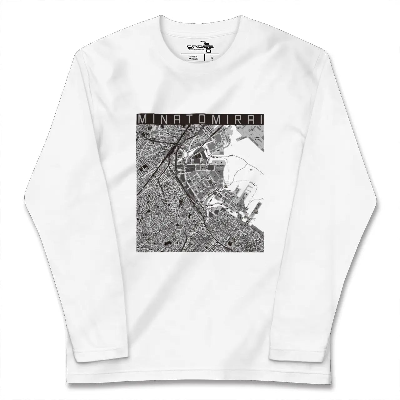 【みなとみらい(神奈川県)】地図柄ロングスリーブTシャツ