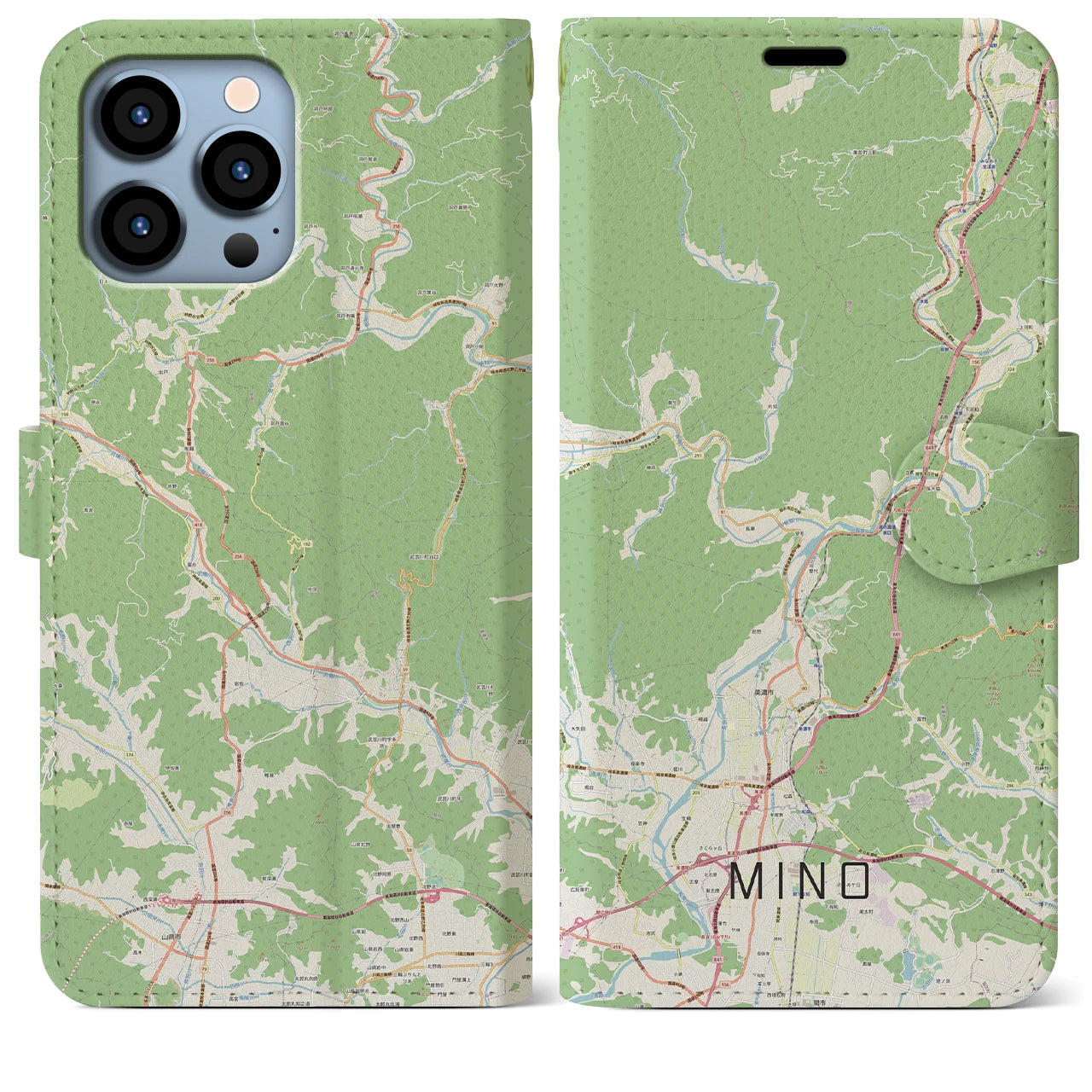 【美濃(岐阜県)】地図柄iPhoneケース(手帳タイプ)ナチュラル・iPhone 13 Pro Max 用