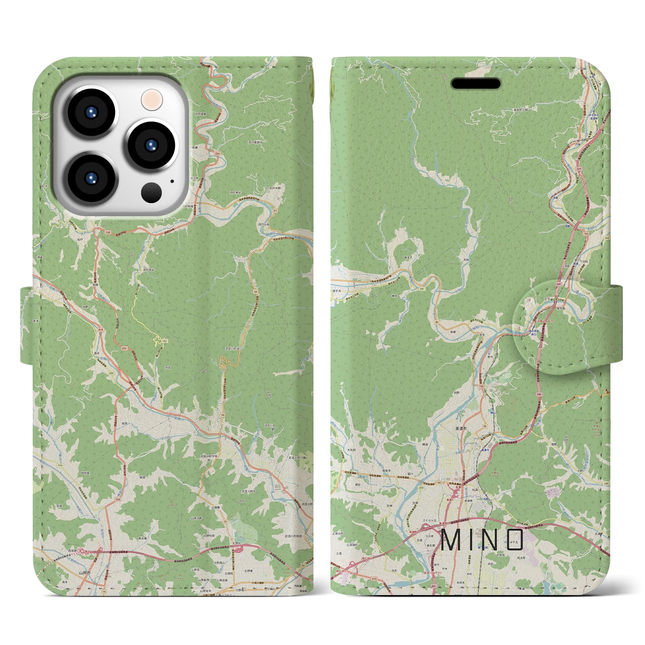 【美濃(岐阜県)】地図柄iPhoneケース(手帳タイプ)ナチュラル・iPhone 13 Pro 用