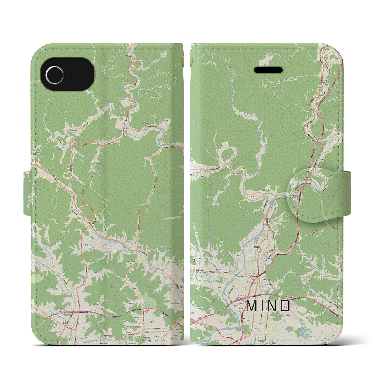 【美濃(岐阜県)】地図柄iPhoneケース(手帳タイプ)ナチュラル・iPhone SE(第3 / 第2世代) / 8 / 7 / 6s / 6 用