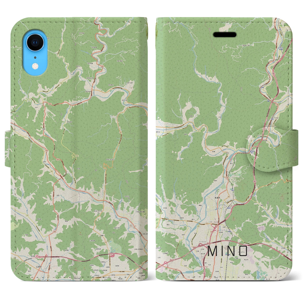 【美濃(岐阜県)】地図柄iPhoneケース(手帳タイプ)ナチュラル・iPhone XR 用
