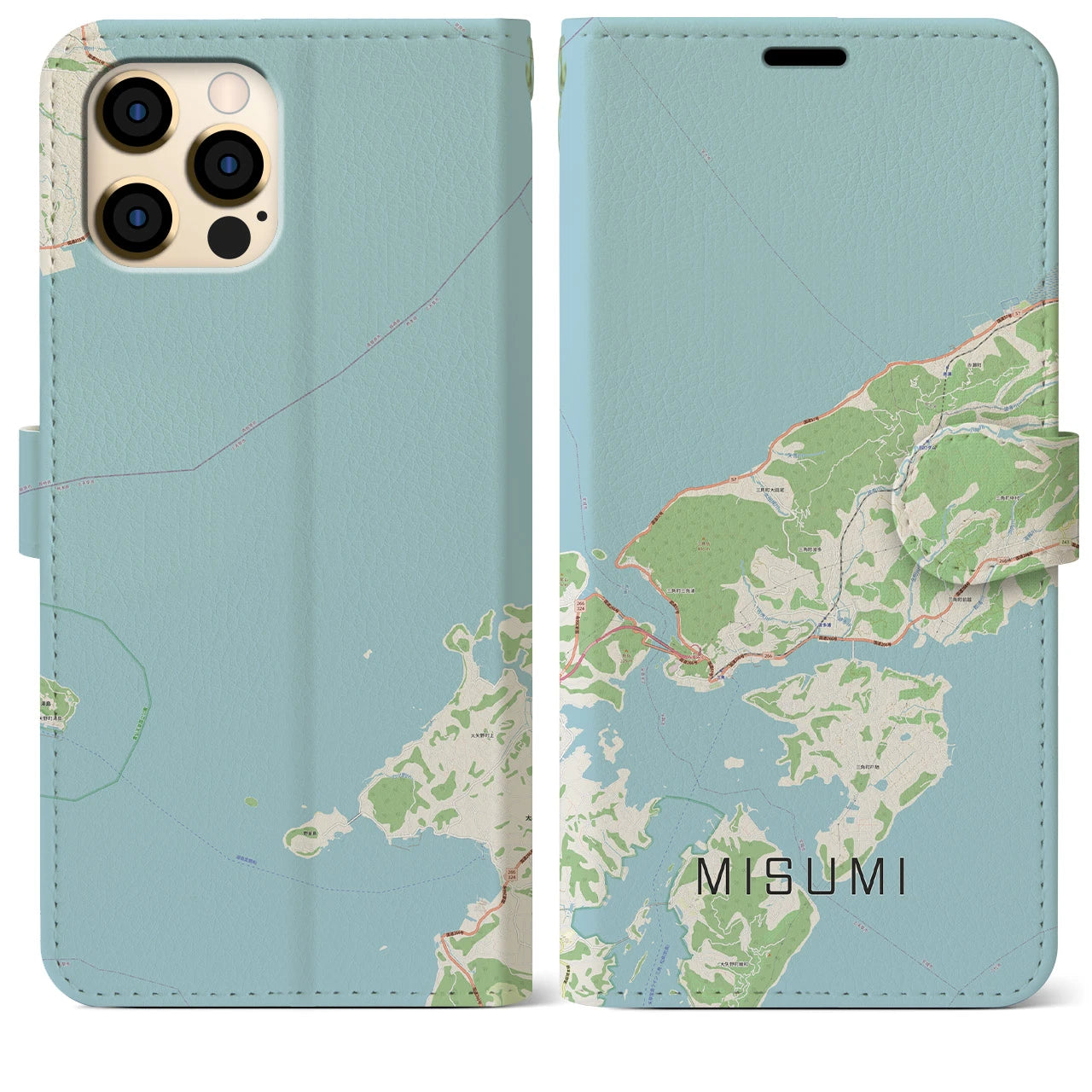 【三角(熊本県)】地図柄iPhoneケース(手帳タイプ)ナチュラル・iPhone 12 Pro Max 用