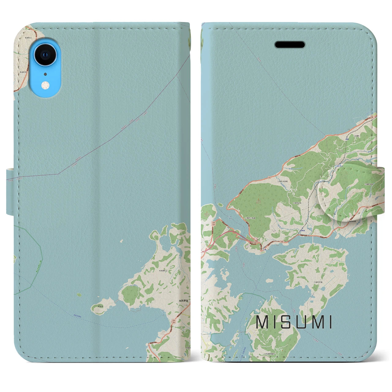 【三角(熊本県)】地図柄iPhoneケース(手帳タイプ)ナチュラル・iPhone XR 用