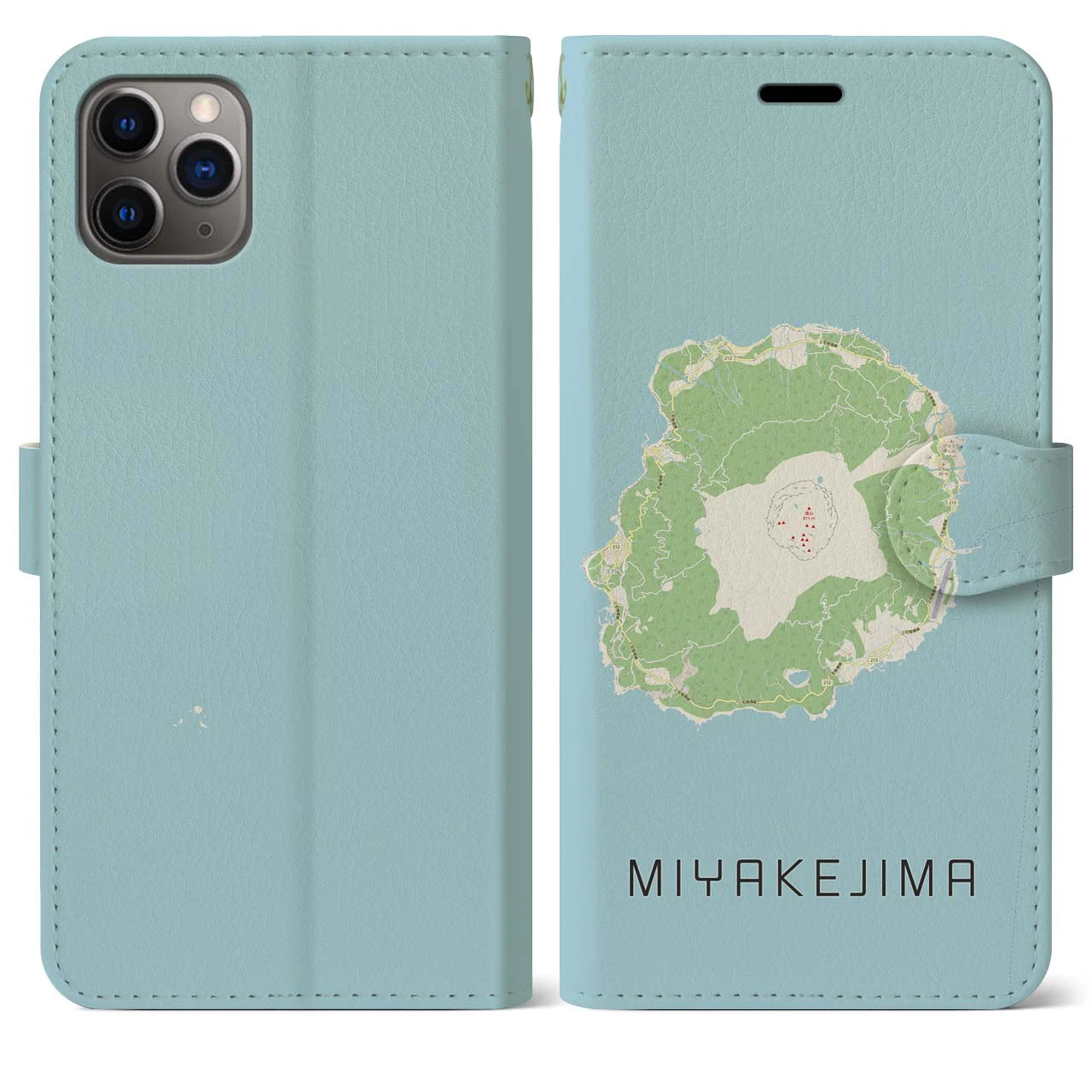 【三宅島(東京都)】地図柄iPhoneケース(手帳タイプ)ナチュラル・iPhone 11 Pro Max 用