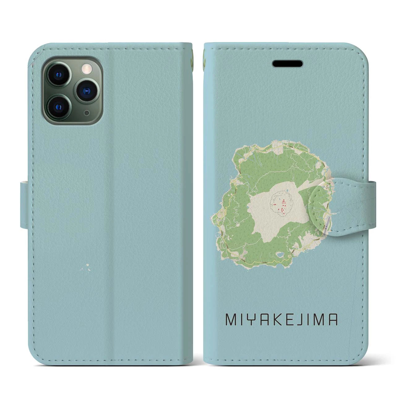【三宅島(東京都)】地図柄iPhoneケース(手帳タイプ)ナチュラル・iPhone 11 Pro 用