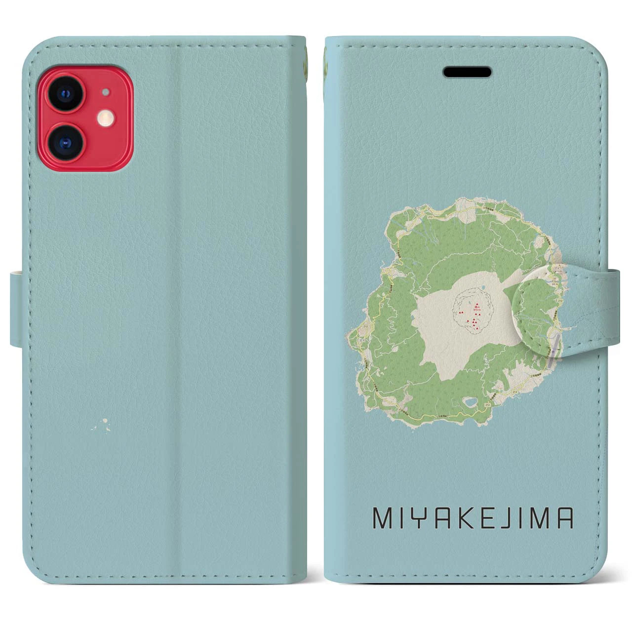 【三宅島(東京都)】地図柄iPhoneケース(手帳タイプ)ナチュラル・iPhone 11 用