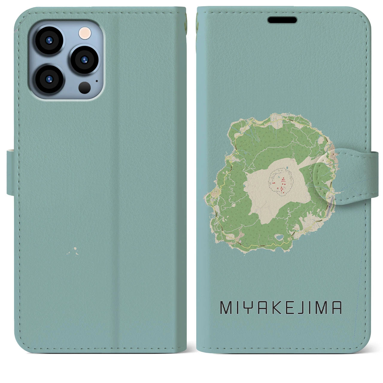 【三宅島(東京都)】地図柄iPhoneケース(手帳タイプ)ナチュラル・iPhone 13 Pro Max 用