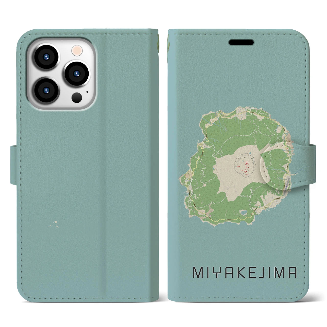 【三宅島(東京都)】地図柄iPhoneケース(手帳タイプ)ナチュラル・iPhone 13 Pro 用