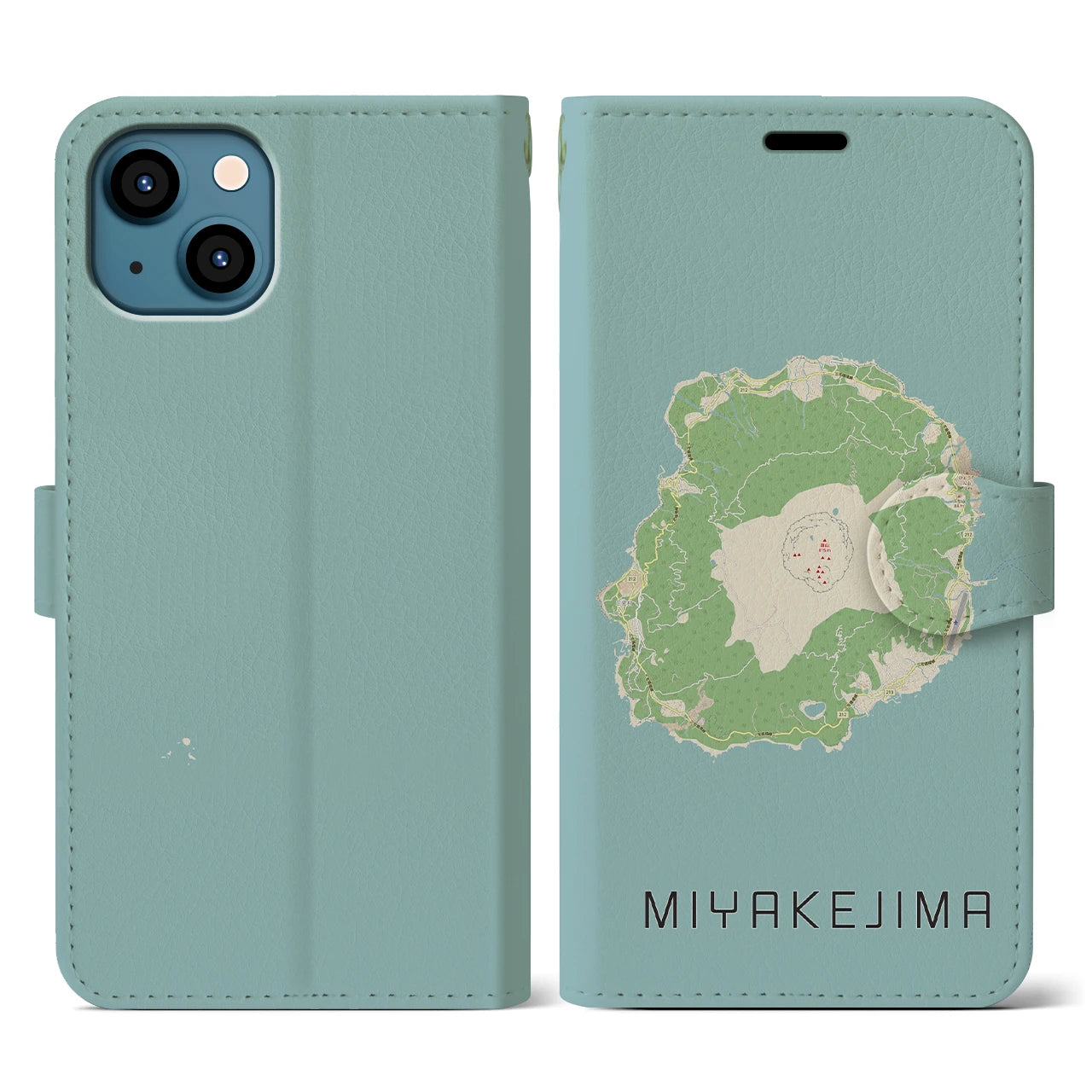 【三宅島(東京都)】地図柄iPhoneケース(手帳タイプ)ナチュラル・iPhone 13 用