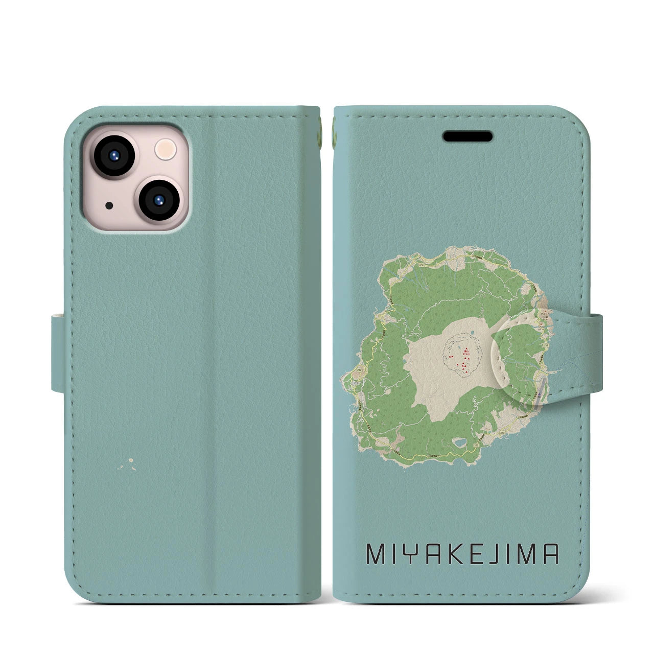 【三宅島(東京都)】地図柄iPhoneケース(手帳タイプ)ナチュラル・iPhone 13 mini 用