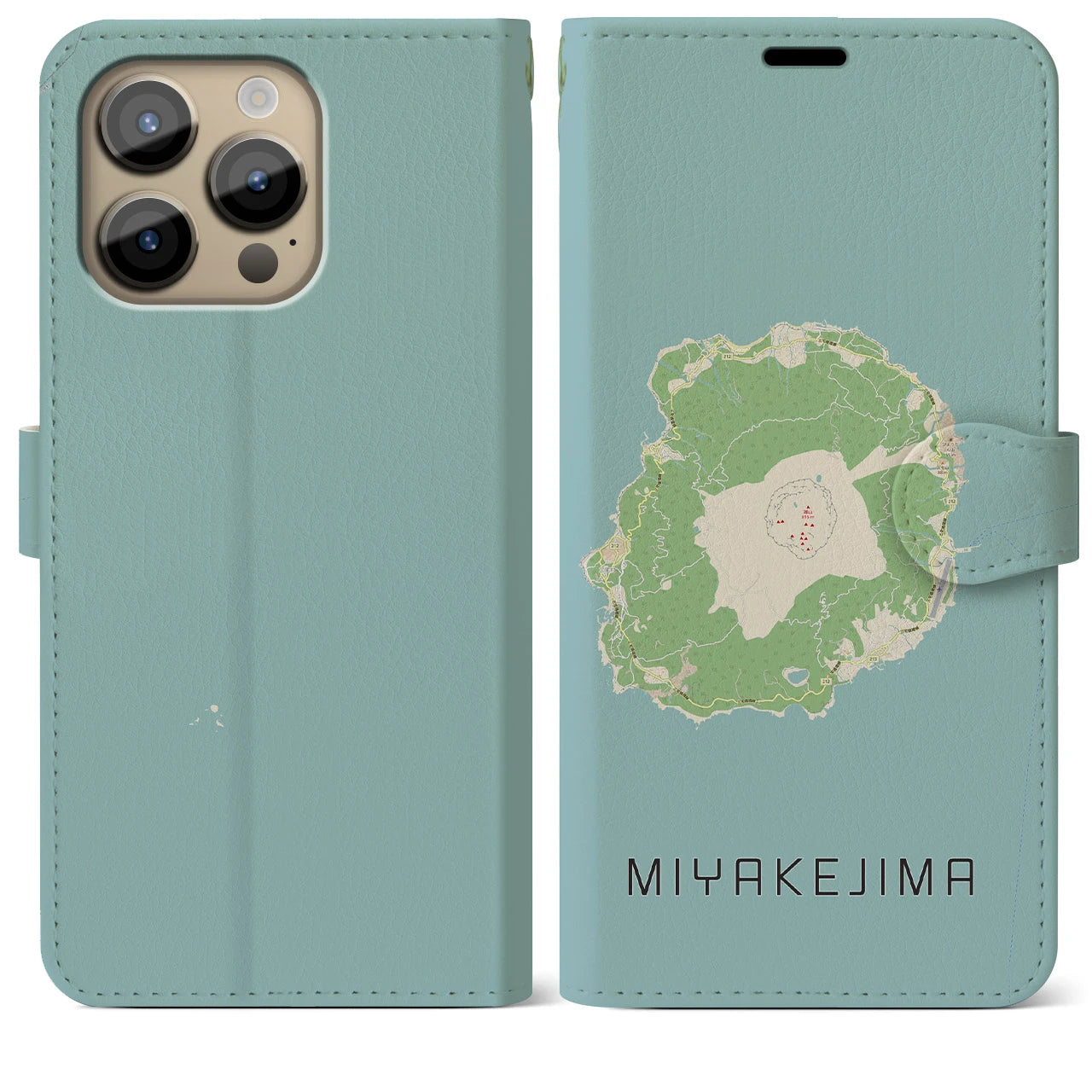 【三宅島(東京都)】地図柄iPhoneケース(手帳タイプ)ナチュラル・iPhone 14 Pro Max 用
