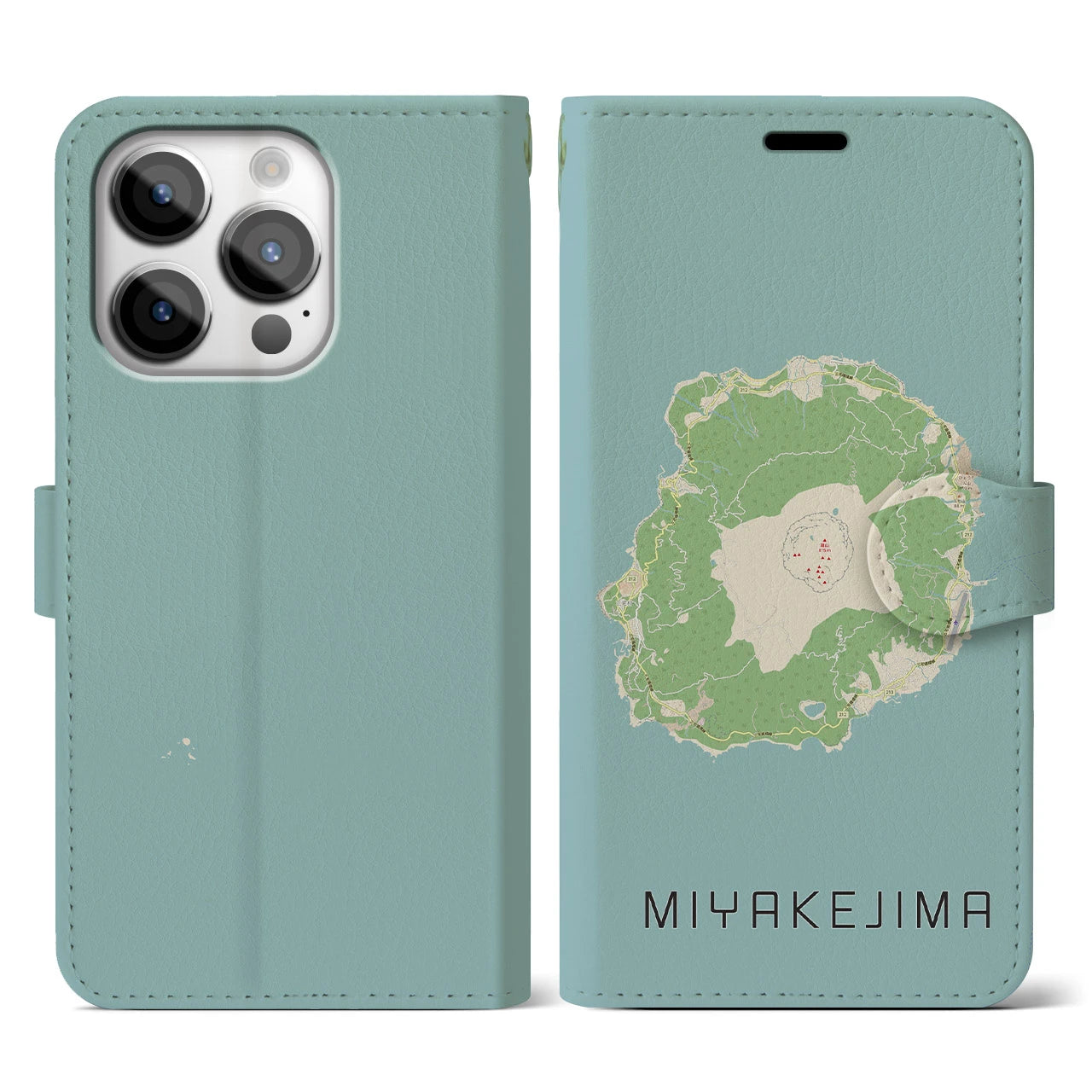 【三宅島(東京都)】地図柄iPhoneケース(手帳タイプ)ナチュラル・iPhone 14 Pro 用