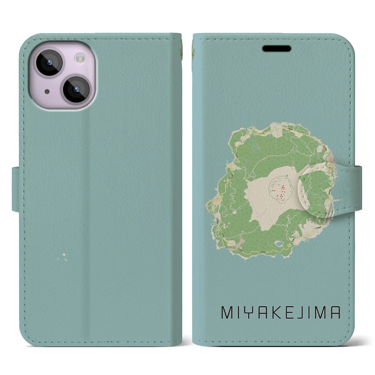 【三宅島(東京都)】地図柄iPhoneケース(手帳タイプ)ナチュラル・iPhone 14 用
