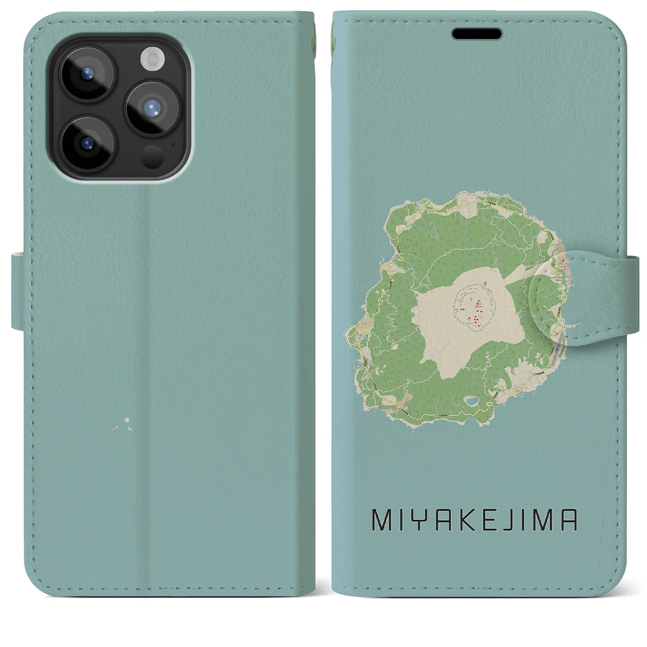 【三宅島(東京都)】地図柄iPhoneケース(手帳タイプ)ナチュラル・iPhone 15 Pro Max 用
