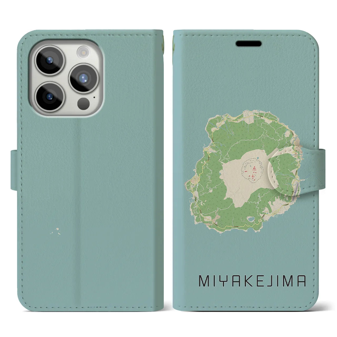【三宅島(東京都)】地図柄iPhoneケース(手帳タイプ)ナチュラル・iPhone 15 Pro 用