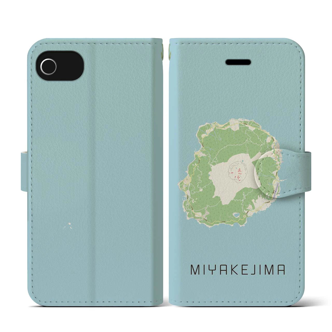 【三宅島(東京都)】地図柄iPhoneケース(手帳タイプ)ナチュラル・iPhone SE(第3 / 第2世代) / 8 / 7 / 6s / 6 用