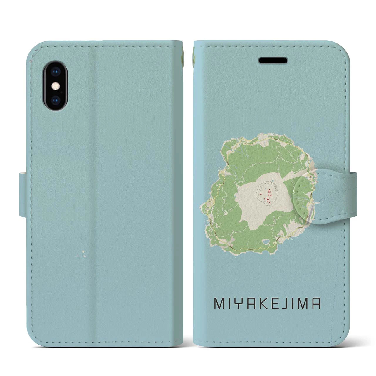 【三宅島(東京都)】地図柄iPhoneケース(手帳タイプ)ナチュラル・iPhone XS / X 用