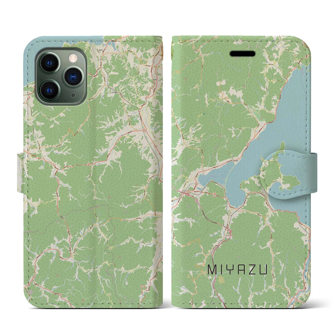 【宮津(京都府)】地図柄iPhoneケース(手帳タイプ)ナチュラル・iPhone 11 Pro 用