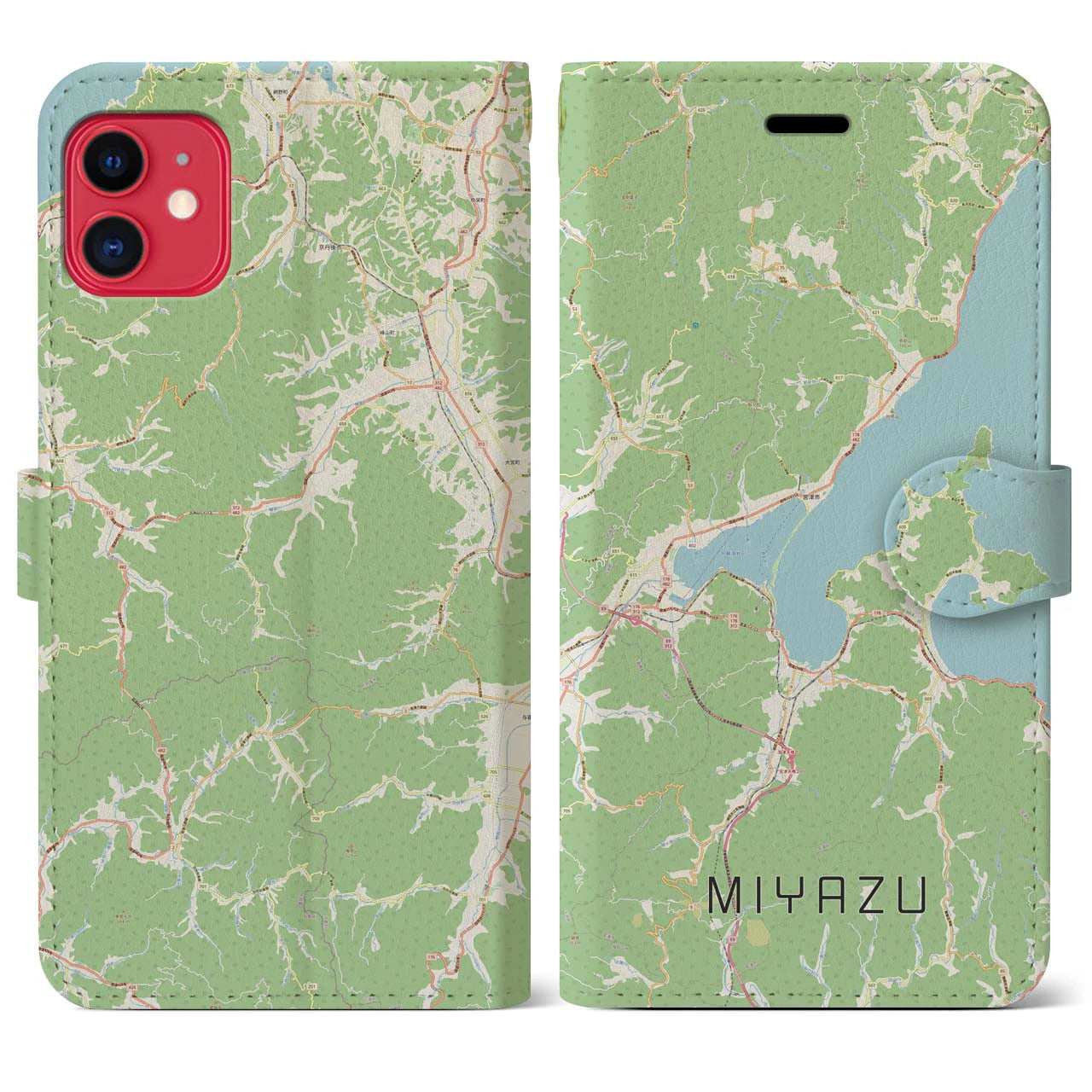 【宮津(京都府)】地図柄iPhoneケース(手帳タイプ)ナチュラル・iPhone 11 用