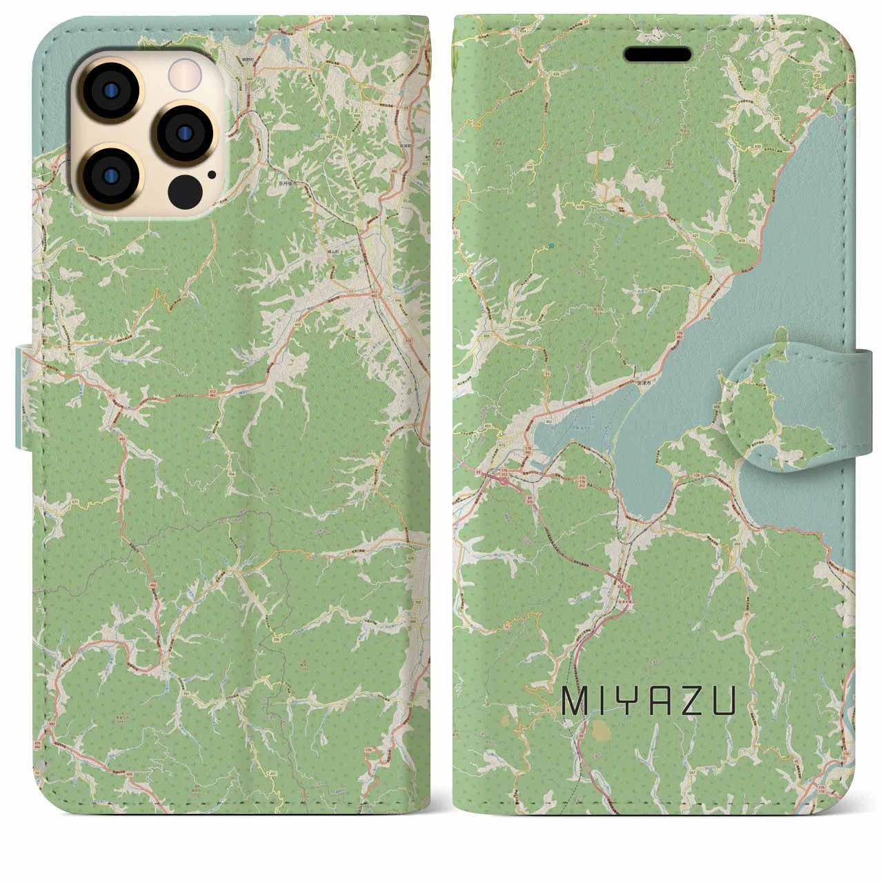 【宮津(京都府)】地図柄iPhoneケース(手帳タイプ)ナチュラル・iPhone 12 Pro Max 用