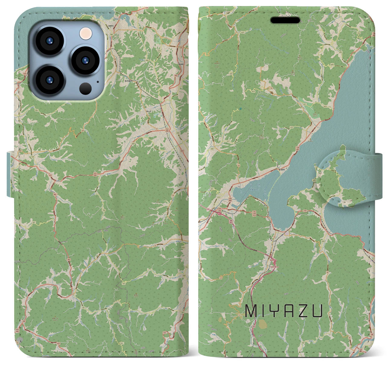 【宮津(京都府)】地図柄iPhoneケース(手帳タイプ)ナチュラル・iPhone 13 Pro Max 用