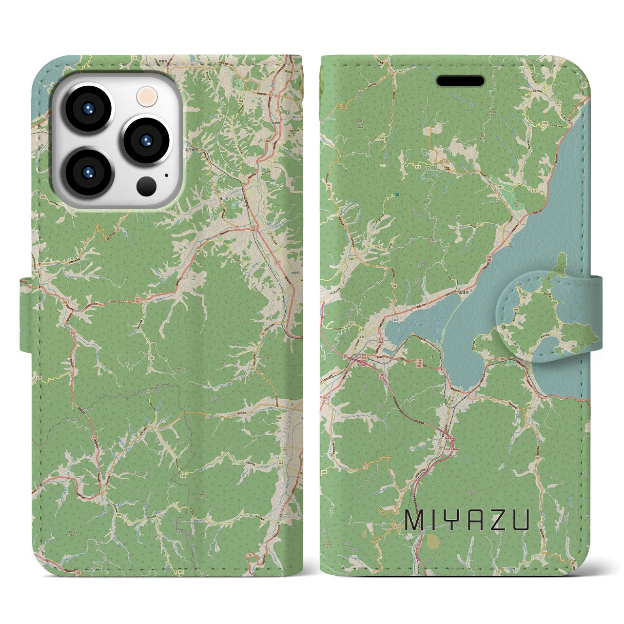 【宮津(京都府)】地図柄iPhoneケース(手帳タイプ)ナチュラル・iPhone 13 Pro 用