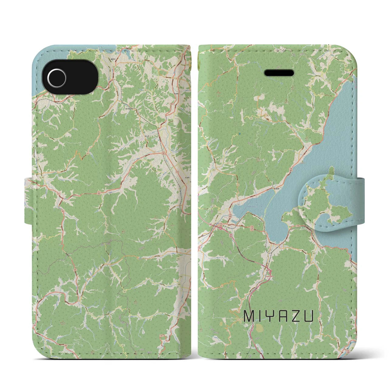 【宮津(京都府)】地図柄iPhoneケース(手帳タイプ)ナチュラル・iPhone SE(第3 / 第2世代) / 8 / 7 / 6s / 6 用