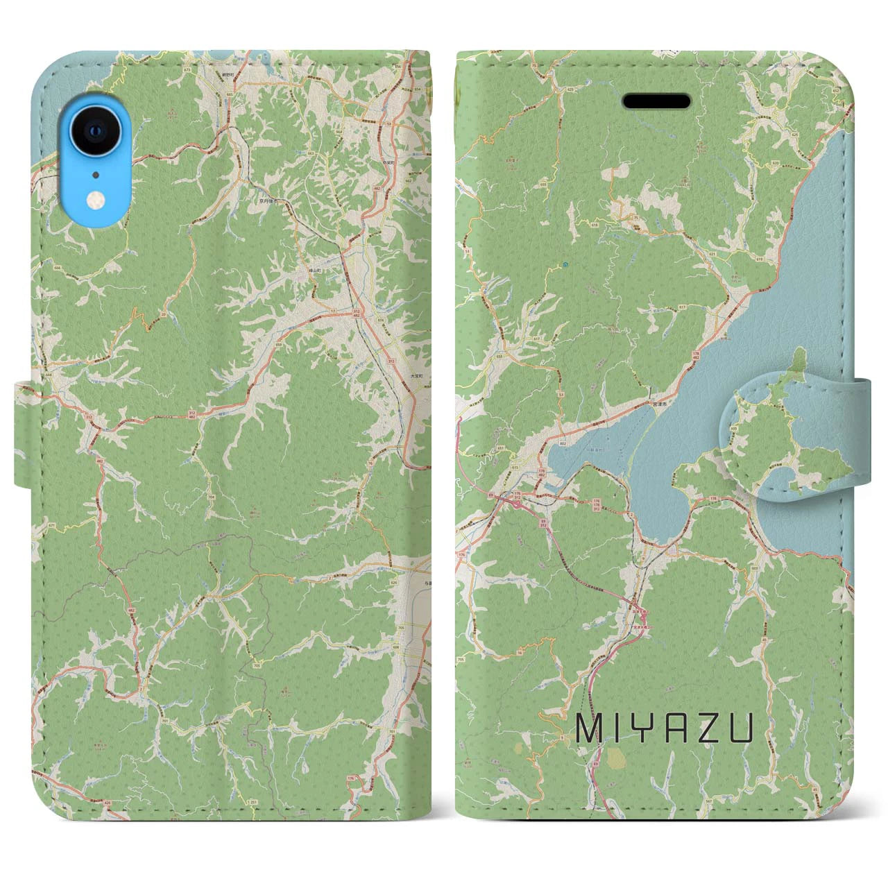 【宮津(京都府)】地図柄iPhoneケース(手帳タイプ)ナチュラル・iPhone XR 用