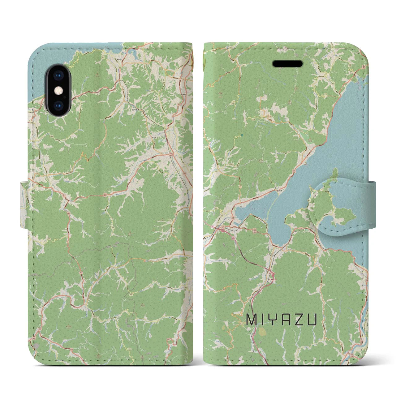 【宮津(京都府)】地図柄iPhoneケース(手帳タイプ)ナチュラル・iPhone XS / X 用