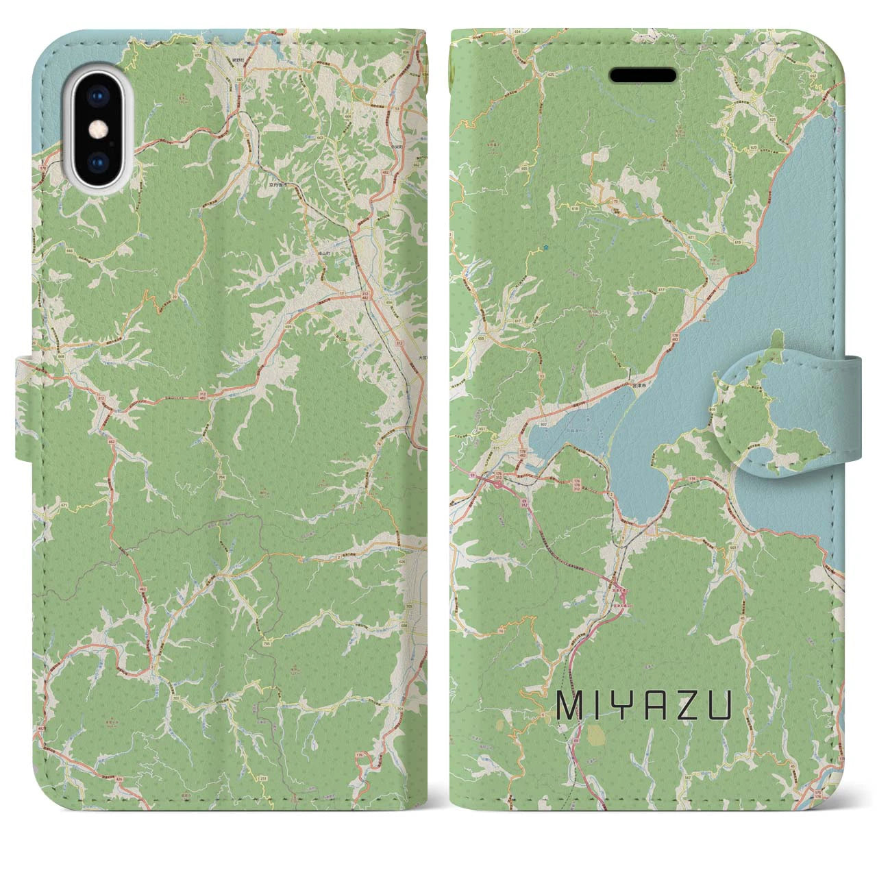 【宮津(京都府)】地図柄iPhoneケース(手帳タイプ)ナチュラル・iPhone XS Max 用