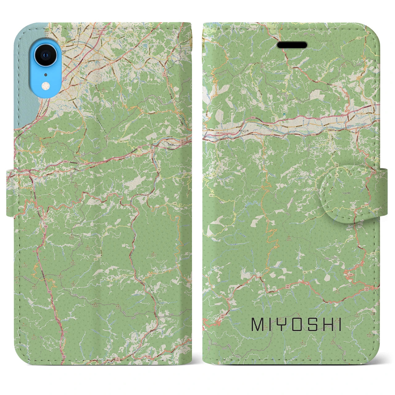 【三好(徳島県)】地図柄iPhoneケース(手帳タイプ)ナチュラル・iPhone XR 用