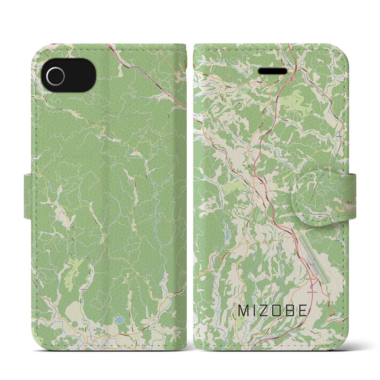 【溝辺(鹿児島県)】地図柄iPhoneケース(手帳タイプ)ナチュラル・iPhone SE(第3 / 第2世代) / 8 / 7 / 6s / 6 用