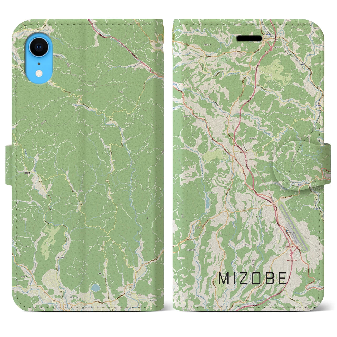【溝辺(鹿児島県)】地図柄iPhoneケース(手帳タイプ)ナチュラル・iPhone XR 用