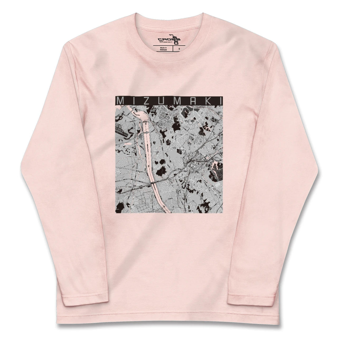 【水巻(福岡県)】地図柄ロングスリーブTシャツ