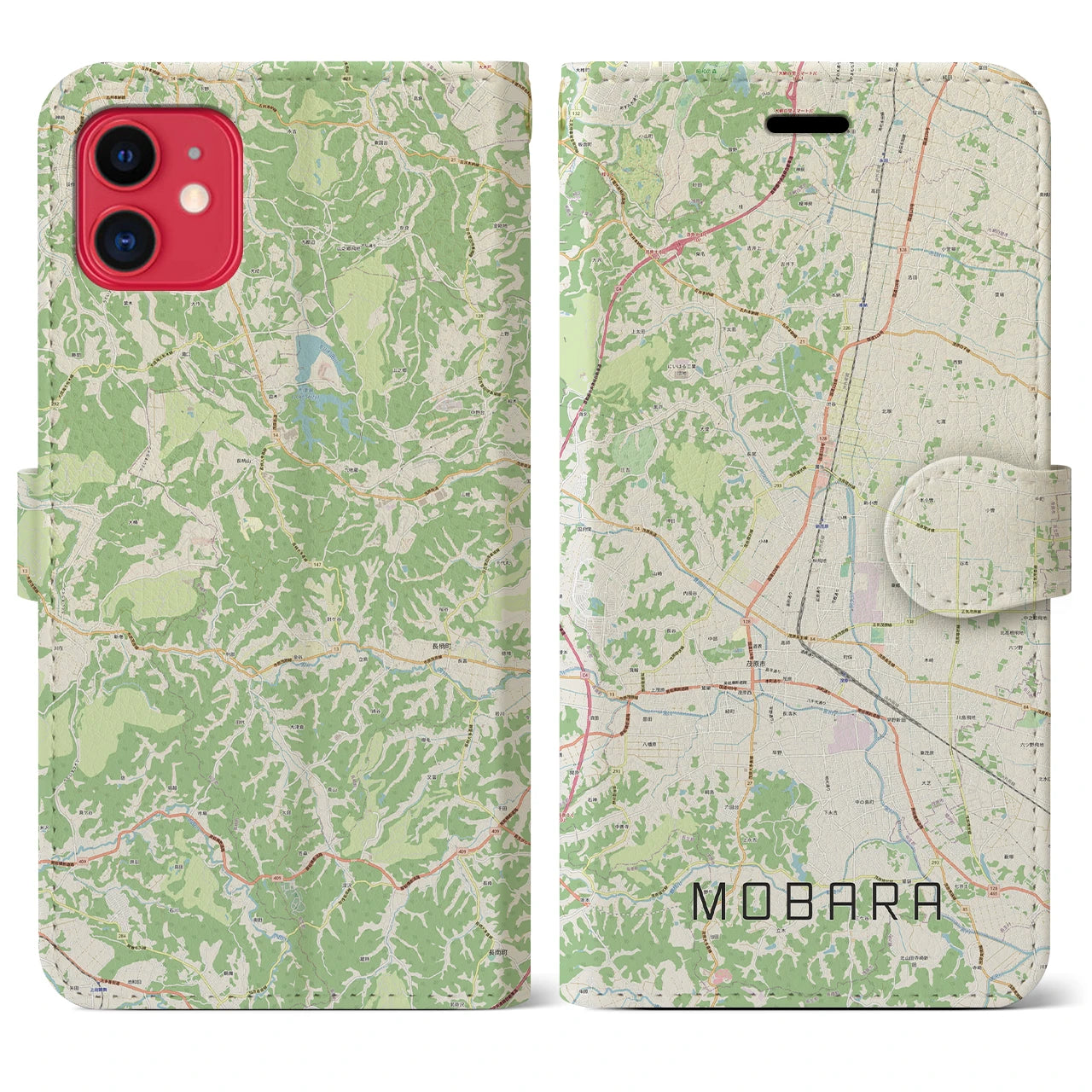 【茂原(千葉県)】地図柄iPhoneケース(手帳タイプ)ナチュラル・iPhone 11 用