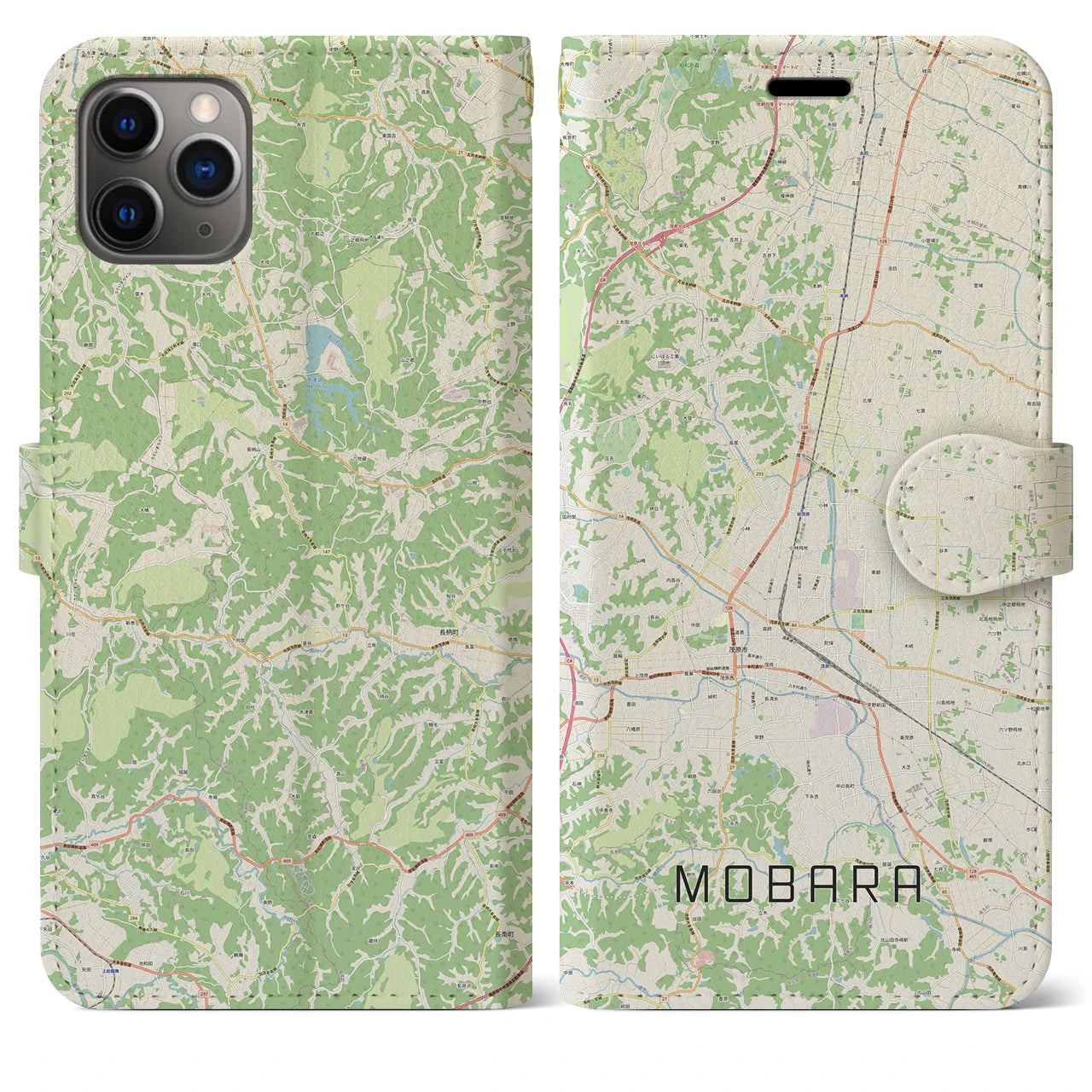 【茂原(千葉県)】地図柄iPhoneケース(手帳タイプ)ナチュラル・iPhone 11 Pro Max 用