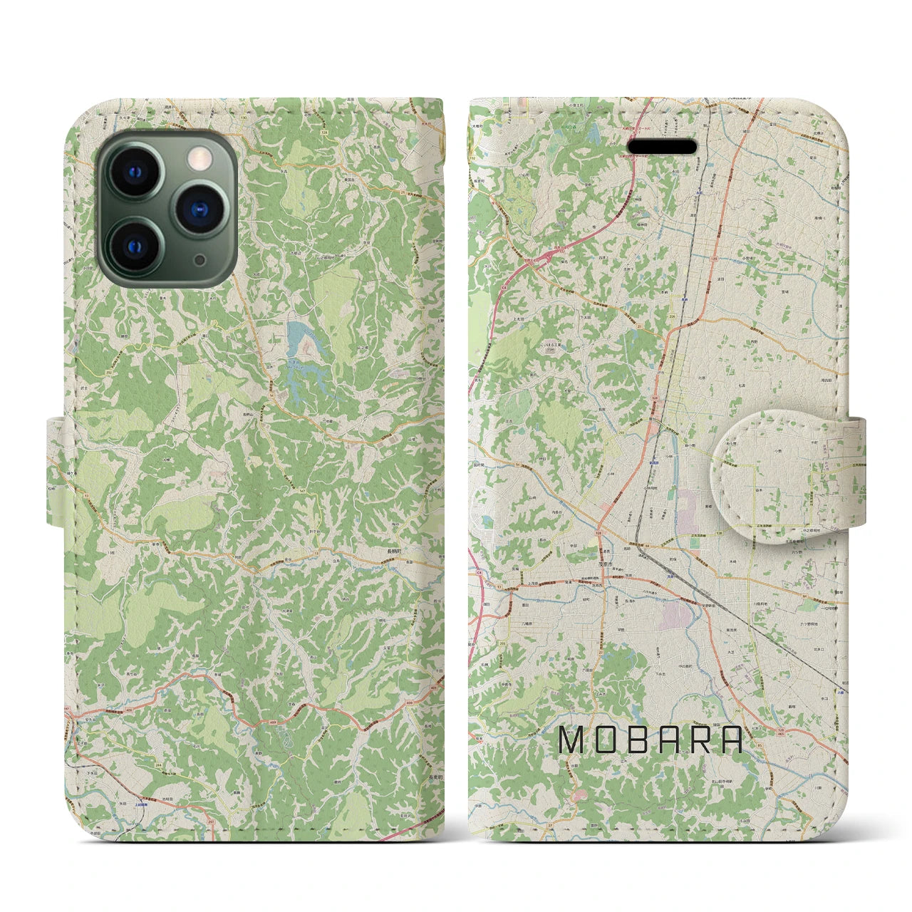 【茂原(千葉県)】地図柄iPhoneケース(手帳タイプ)ナチュラル・iPhone 11 Pro 用