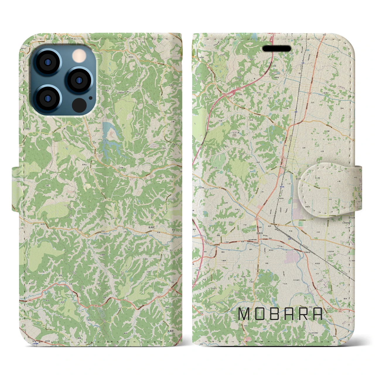 【茂原(千葉県)】地図柄iPhoneケース(手帳タイプ)ナチュラル・iPhone 12 / 12 Pro 用